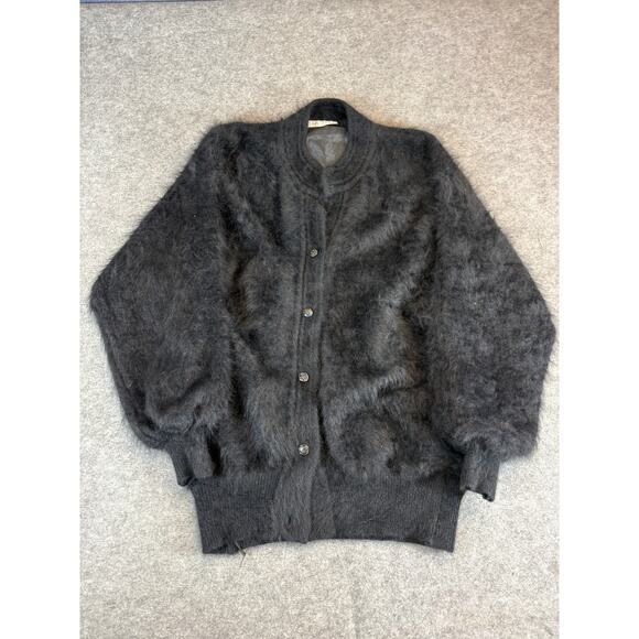 Vintage Stillman Studio Cardigan Womens M Black Mohair Button Front Grunge Y2K - Picture 1 of 6